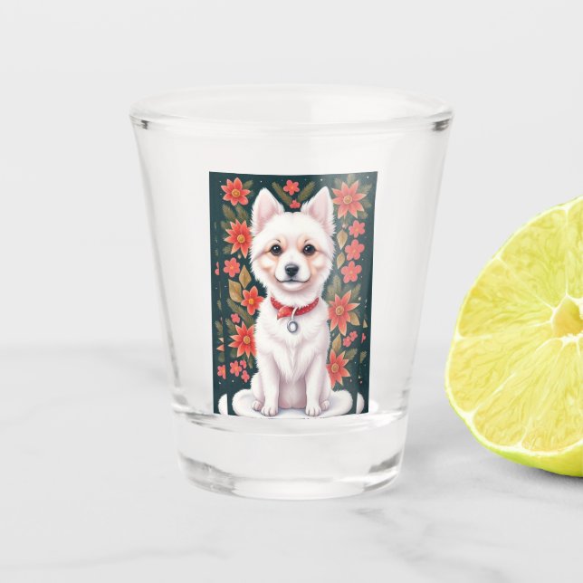 Christmas Dog Shot Glass (Front)