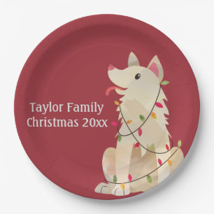 Christmas Dog Tangles Customisable Paper Plate
