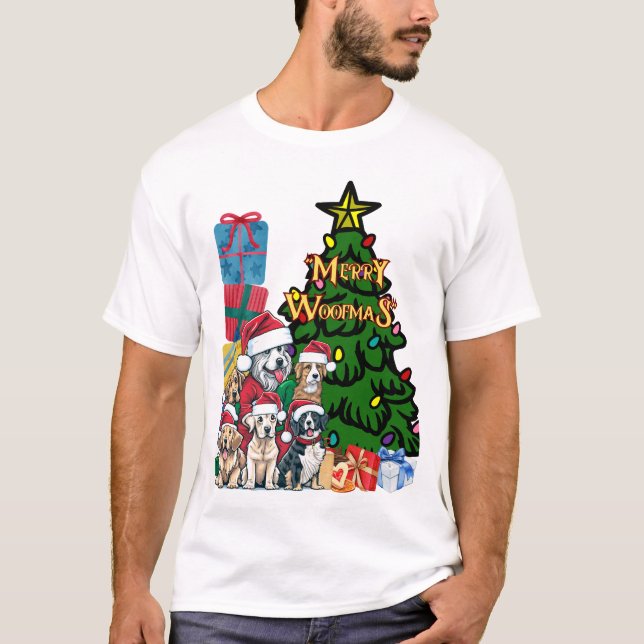 Christmas dog-themed cute T-Shirt (Front)