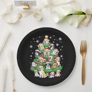 Christmas Dog Tree - Cute Merry Xmas Puppies Paper Plate
