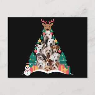 Christmas Dog Tree Reindeer Xmas Snowman Holiday Postcard