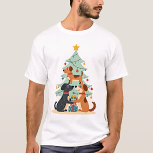 Christmas Dog Tree T-Shirt Cute Funny Puppy Dogs X