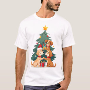 Christmas Dog Tree T-Shirt Cute Funny Puppy Dogs X