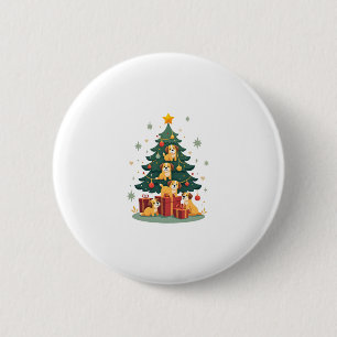 Christmas Dog Tree T-Shirt Cute Funny Puppy Dogs X 6 Cm Round Badge