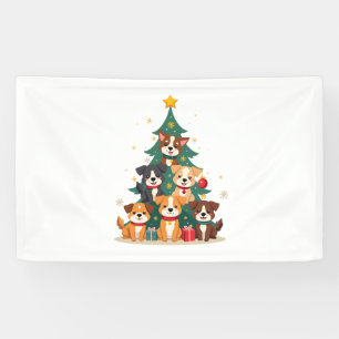 Christmas Dog Tree T-Shirt Cute Funny Puppy Dogs X Banner