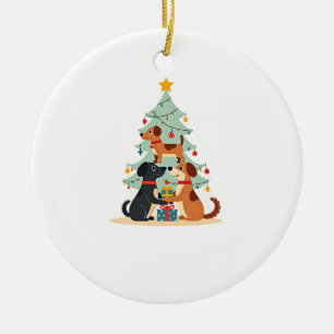 Christmas Dog Tree T-Shirt Cute Funny Puppy Dogs X Ceramic Tree Decoration