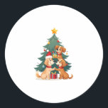 Christmas Dog Tree T-Shirt Cute Funny Puppy Dogs X Classic Round Sticker<br><div class="desc">Christmas Dog Tree T-Shirt Cute Funny Puppy Dogs Xmas 4</div>