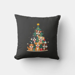 Christmas Dog Tree T-Shirt Cute Funny Puppy Dogs X Cushion