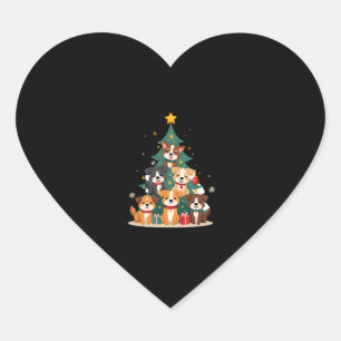 Christmas Dog Tree T-Shirt Cute Funny Puppy Dogs X Heart Sticker