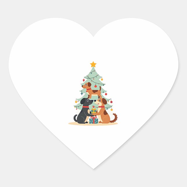 Christmas Dog Tree T-Shirt Cute Funny Puppy Dogs X Heart Sticker (Front)
