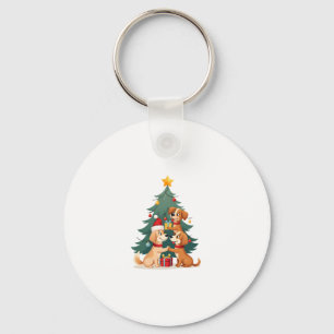 Christmas Dog Tree T-Shirt Cute Funny Puppy Dogs X Key Ring