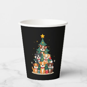 Christmas Dog Tree T-Shirt Cute Funny Puppy Dogs X Paper Cups