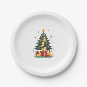 Christmas Dog Tree T-Shirt Cute Funny Puppy Dogs X Paper Plate