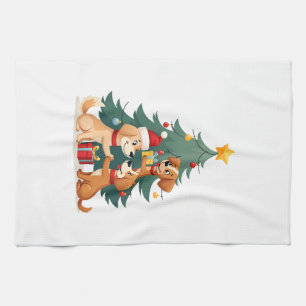 Christmas Dog Tree T-Shirt Cute Funny Puppy Dogs X Tea Towel
