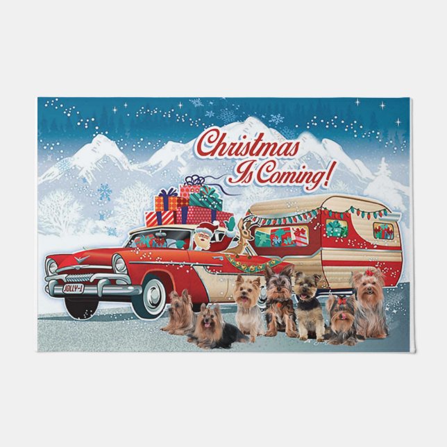 Christmas Dog Welcome Mat, Christmas Is Coming  Doormat (Front)