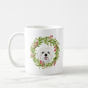 Christmas dog winter holiday wreath pet coffee mug