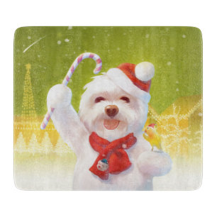Christmas Dog with Candy Cane Cutting Board