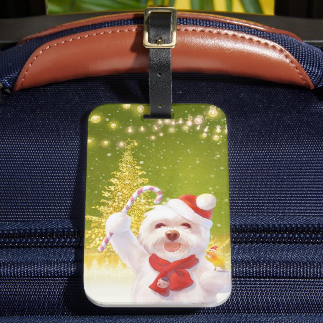 Christmas Dog with Candy Cane Luggage Tag (Front Insitu 2)