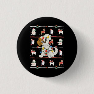 Christmas Dog with Fairy Lights 3 Cm Round Badge