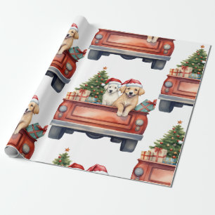 Christmas Dog with Gifts Wrapping Paper