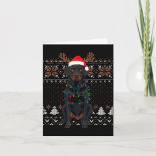 Christmas Dog With Hat And Lights - Funny Holiday Card