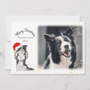 Christmas Dog with Photo Border Collie Holiday Card