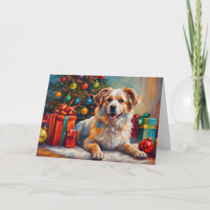 Christmas Dog with Presents Holiday Card