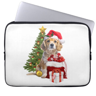 Christmas Dog With Tree Laptop Sleeve