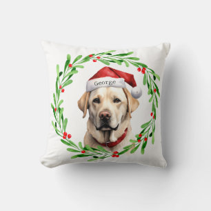 Christmas Dog Yellow Lab Labrador Retriever Santa Cushion