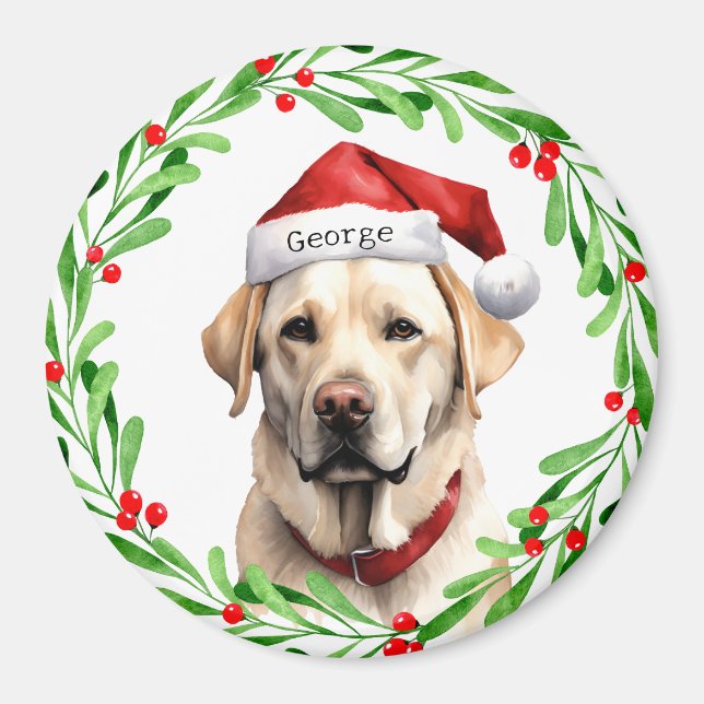 Christmas Dog Yellow Lab Labrador Retriever Santa Magnet (Front)
