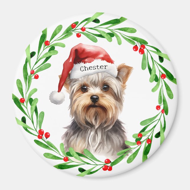 Christmas Dog Yorkie Yorkshire Terrier Holidays Magnet (Front)