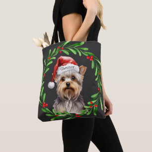 Christmas Dog Yorkie Yorkshire Terrier Holidays Tote Bag