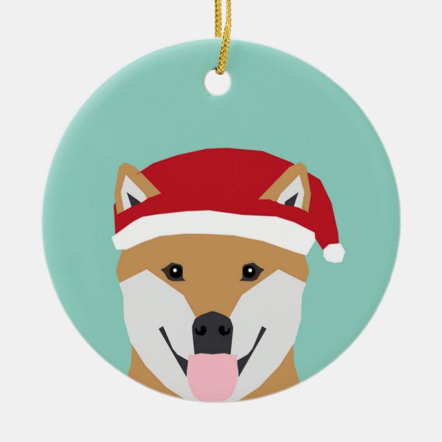 Christmas Doge Ornament - shiba inu christmas dog (Front)