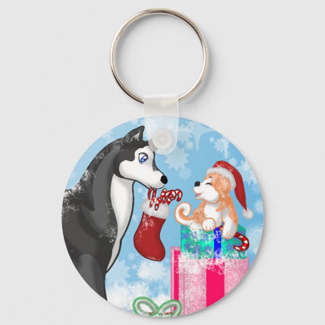 Christmas Doggies! Key Ring (Front)