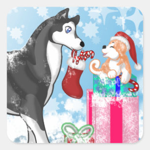 Christmas Doggies! Square Sticker