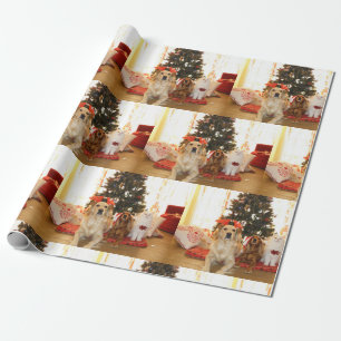 Christmas Dogs And Cat Wrapping Paper