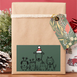 Christmas Dogs and Cats Reindeer Holiday Rectangular Sticker