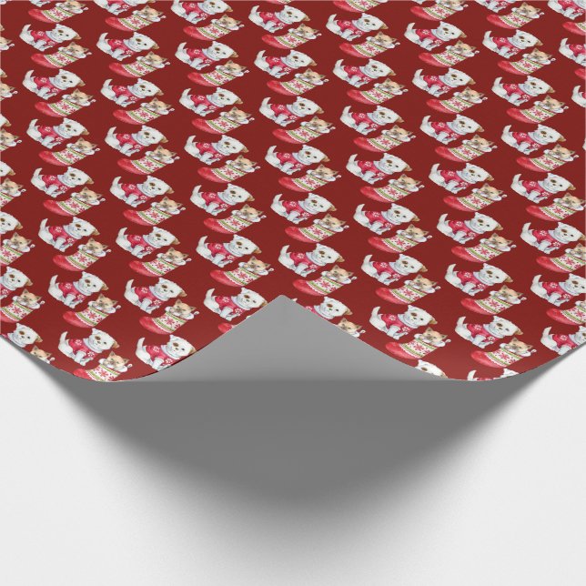 Christmas Dogs and Cats Wrapping Paper (Corner)
