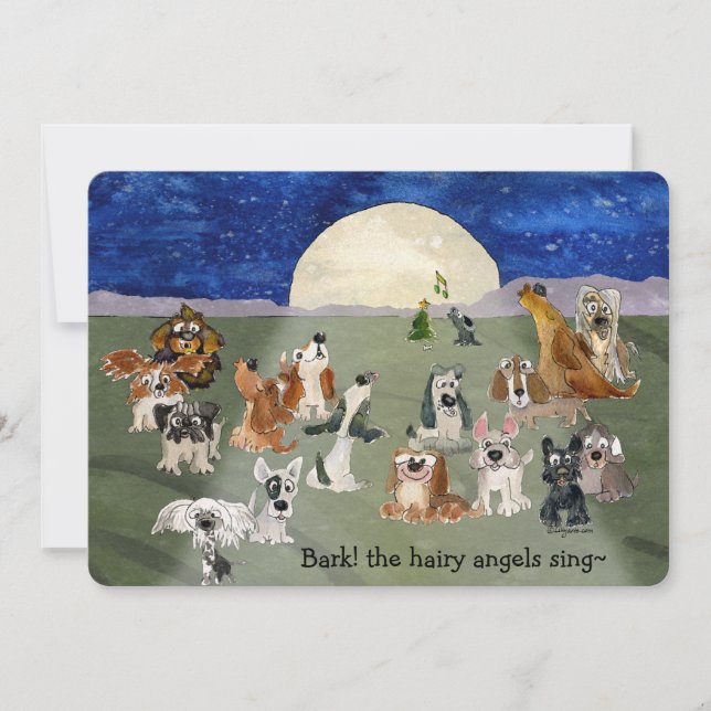 Christmas Dogs Cartoon Card  5" x 7" Invitations (Front)