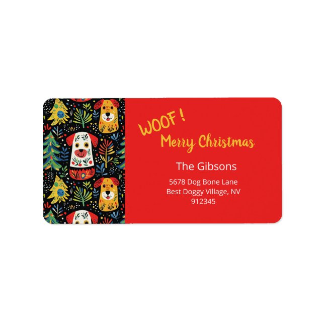 Christmas Dogs Cute Return Address Label (Front)
