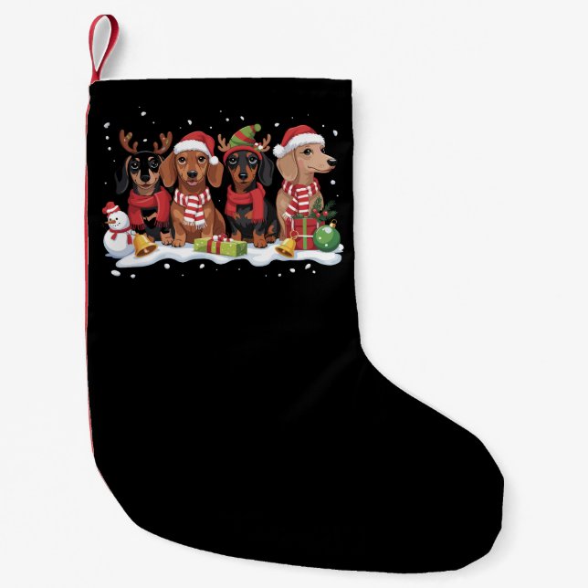 Christmas Dogs Dachshund Lover Dog Mum  Small Christmas Stocking (Front)
