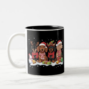 Christmas Dogs Dachshund Lover Dog Mum  Two-Tone Coffee Mug