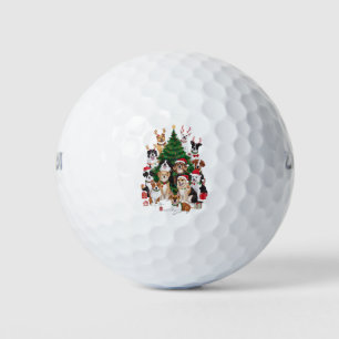 Christmas Dogs Dog Lover Holiday Dog Mum  Golf Balls