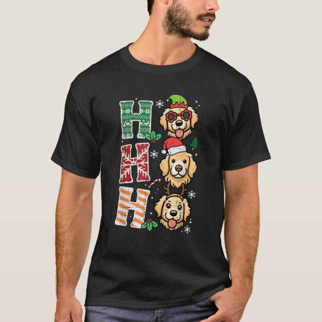 Christmas Dogs Ho Ho Ho Xmas Golden Retriever Kids T-Shirt (Front)