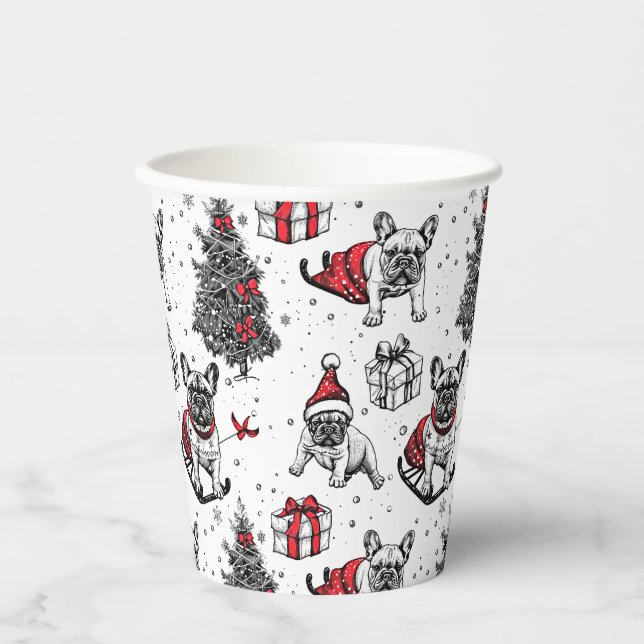 Christmas dogs in art book style sketch paper cups (Front)