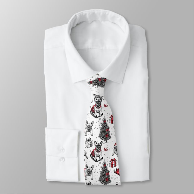 Christmas dogs in art book style sketch tie (Tied)