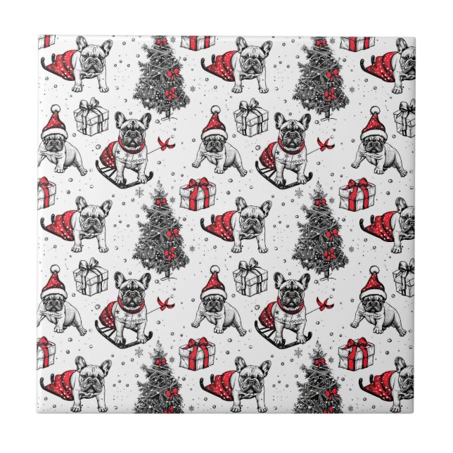 Christmas dogs in art book style sketch tile (Front)