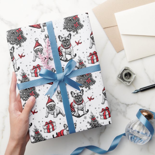 Christmas dogs in art book style sketch wrapping paper (Gifting)