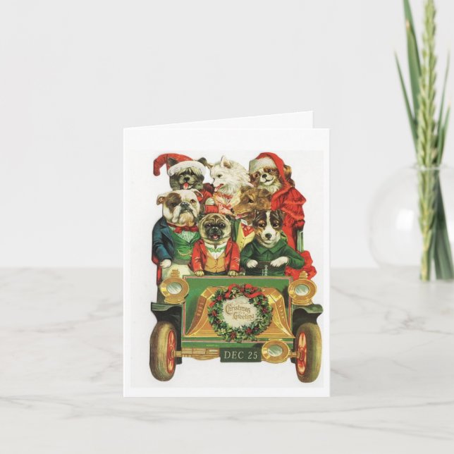 Christmas Dogs In Car Holiday Card (Front)