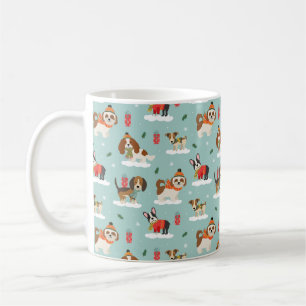 Christmas Dogs in Cosy Scarves Pattern Coffee Mug